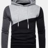 Men DJ T-Shirts | Men'S Color Block Print Basic Drawstring Hoodie Photo Color