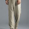 Men HLJ Bottoms | Men'S Plus Size Loose Linen Breathable Casual Pants