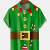 Men HLJ Shirts | Men'S Ugly Christmas Print Casual Short Sleeve Shirt Green