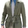 Men DJ Jacket | Vintage American Lapel Double Pocket Single Breasted Lace-Up Jacket Army Green