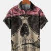 Men HLJ Shirts | Men'S Hawaiian Skull Print Casual Short Sleeve Shirt Photo Color