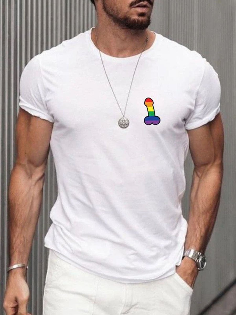 Men DJ T-Shirts | Rainbow Graphic T-Shirt White