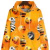 Men GYJ T-Shirts | Men'S Spooky Halloween Demon Print Pocket Hoodie Orange