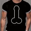 Men DJ T-Shirts | Funny Cartoon Cock Print Round Neck Short Sleeve T-Shirt Black