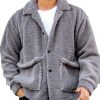 Men DJ Jacket | Lapel Single-Breasted Double-Pocket Casual Sherpa Coat Gray