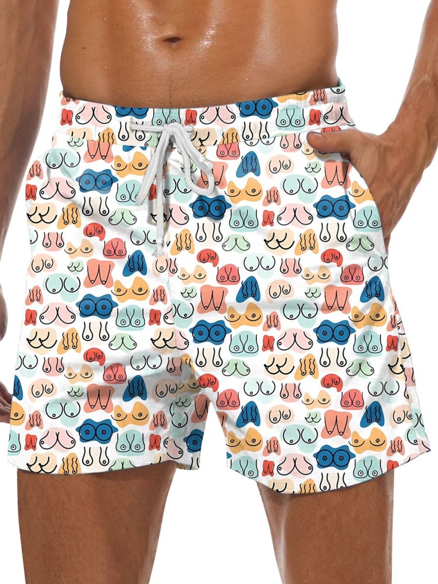 Men DJ Shorts | Ladies Chest Print Casual Shorts Photo Color