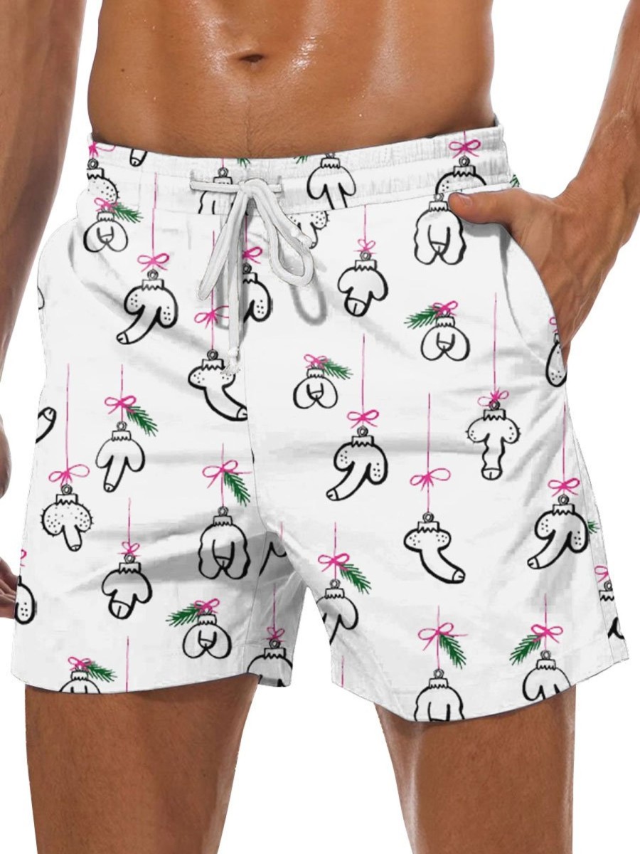 Men BXL Bottoms | Hawaiian Fun Christmas Rooster Print Casual Shorts