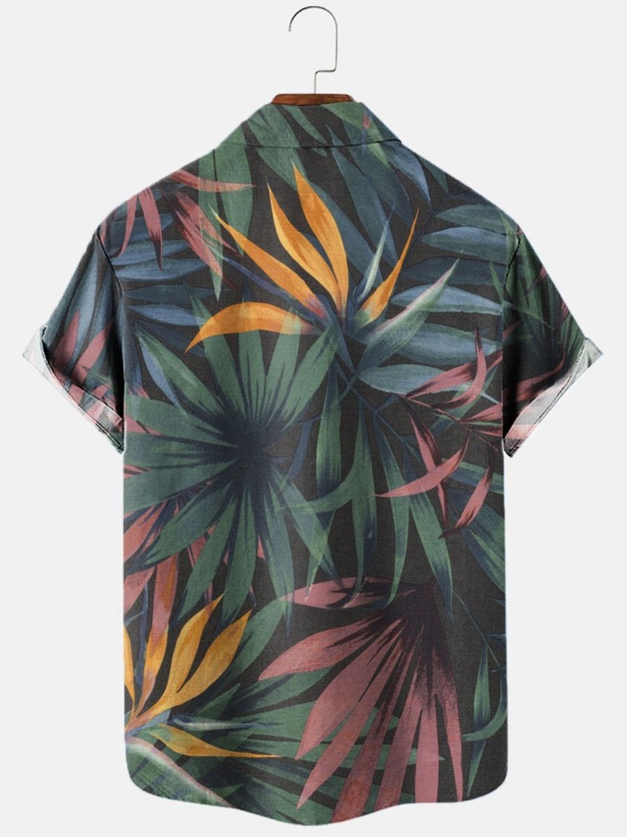 Men HLJ Shirts | Men'S Hawaiian Rainforest Casual Short Sleeve Shirt Photo Color