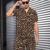 Men DJ Set | Men Revere Collar Leopard Shirt U0026 Shorts Set Photo Color