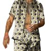 Men BXL Set | Men'S Contrast Print Casual Resort Short Sleeve Suit Photo Color