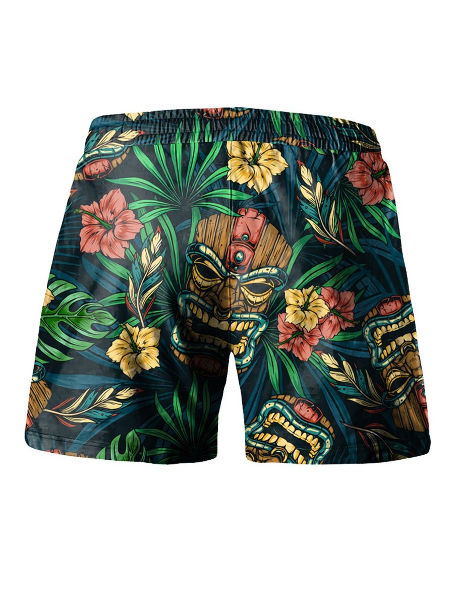 Men HLJ Bottoms | Hawaiian Tropical Tiki Beach Shorts Green