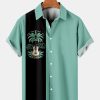 Men HLJ Shirts | Men'S Resort Style Guitar Coconut Short Sleeve Shirt Mint Green