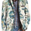 Men TH Print Jacket | Retro Floral Print Casual Three-Pocket Blazer Photo Color