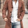 Men BXL Print Jacket | Men'S Retro Geometric Woolen Single-Breasted Casual Coat Red