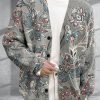 Men BXL Print Cardigan | Men'S Casual Retro Pellis Button Knit Cardigan Gray