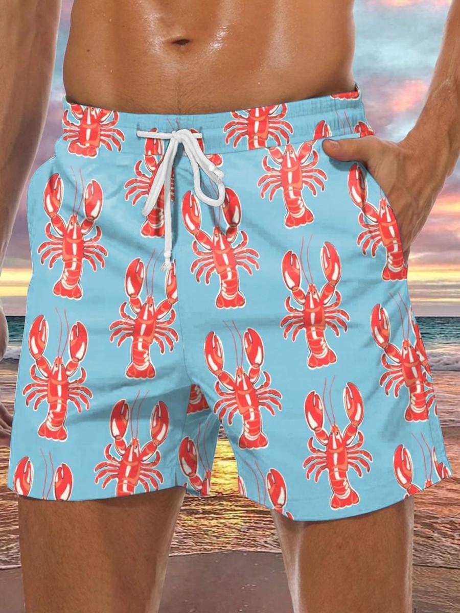 Men HLJ Bottoms | Men'S Lobster Drawstring Board Shorts Light Blue