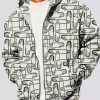 Men DJ T-Shirts | Pin Print Pocket Hooded Zip-Up Cardigan Sweatshirt Beige