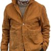 Men BXL Jacket | Men'S Solid Color Corduroy Casual Pocket Jacket Orange