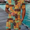 Men DJ Set | Tribal Print Short-Sleeved Shirt And Shorts Two-Piece Set Photo Color