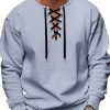 Men QMY Casual Hoodie | Casual Drawstring Neck Long Sleeve Sweatshirt Light Blue