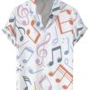 Men QMY Shirts | Refreshing Music Score Printed Short-Sleeved Shirt Photo Color