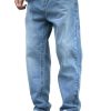 Men DJ Bottoms | Retro Versatile Pocket Casual Jeans Blue