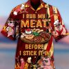 Men HWT Shirts | Casual Pig I Rub My Meat Before I Stick It In Bbq Lovers Hawaiian Shirt Red