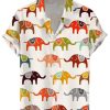 Men DJ Shirts | Lot Of Colorful Elephant Print Casual Short Sleeve Shirts Photo Color