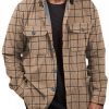 Men DJ Jacket | Vintage Check Print Pocket Corduroy Jacket Khaki