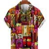 Men DJ Shirts | Retro Ethnic Print Casual Short Sleeve Shirt Photo Color