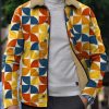 Men DJ Jacket | Colorful Geometric Print Velvet Warm Lapel Jacket Photo Color