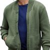 Men DJ Cardigan | Double Pocket Single Breasted Solid Color Casual Knitted Cardigan Green