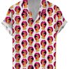 Men DJ Shirts | Fun Cocks Print Short Sleeve Shirt Red