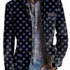 Men DJ Print Jacket | American Retro Polka Dot Print 3-Pocket Blazer Photo Color