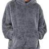 Men DJ Jacket | Solid Color Double-Sided Velvet Large Pocket Casual Hooded Thermal Sweatshirt Gray