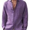 Men DJ Casual Long Sleeve Shirts | Line Lapel Single-Breasted Casual Long-Sleeved Shirt Purple