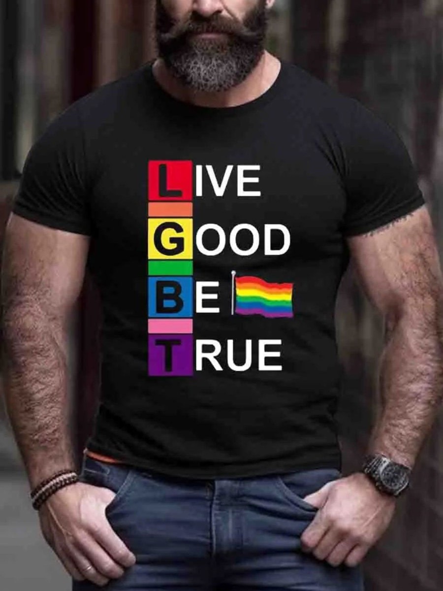 Men DJ T-Shirts | Live Good Be True Lgbt Ally Pride T-Shirt