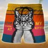 Men DJ Bottoms | Fun Cat Print Pocket Lounge Shorts Red