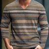 Men BXL Print Sweater | Men'S Casual Retro Geometric Knitted Pullover Sweater Brown