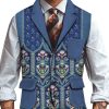 Men QMY Vest | Retro Western Ethnic Print Vest Photo Color