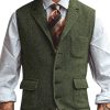 Men DJ Vest | 3-Pocket Lapel Herringbone Casual Vest