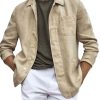 Men DJ Jacket | Lapel Solid Color 3 Pocket Casual Jacket Khaki