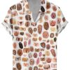 Men GYJ Shirts | Cartoon Print Casual Short Sleeve Shirt White