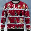 Men DJ Ugly Sweater | Christmas Cute Cat Print Crew Neck Sweatshirt Red