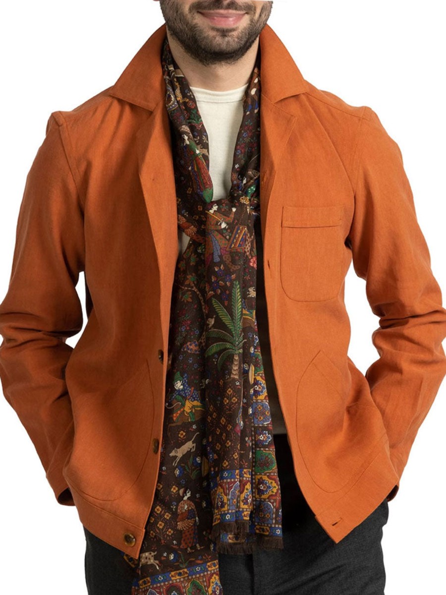 Men TH Jacket | Men'S Stylish Solid Color Lapel Three Pocket Jacket Orange