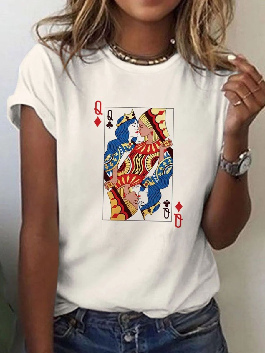 Women DJ | Women'S Lgbt Rainbow Love Lesbian Playing Cards Art T-Shirt Beige