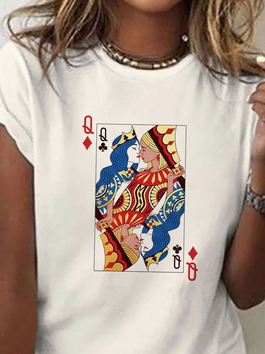 Women DJ | Women'S Lgbt Rainbow Love Lesbian Playing Cards Art T-Shirt Beige