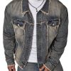 Men DJ Jacket | Lapel Pocket Retro Casual Denim Jacket Gray