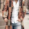 Men DJ Jacket | Retro Geometric Line Print Double Pocket Single Breasted Jacket Photo Color