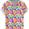 Men DJ Shirts | Colorful Smiley Print Casual Short Sleeve Shirt Photo Color